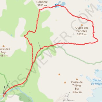 Le col des Pariotes GPS track, route, trail