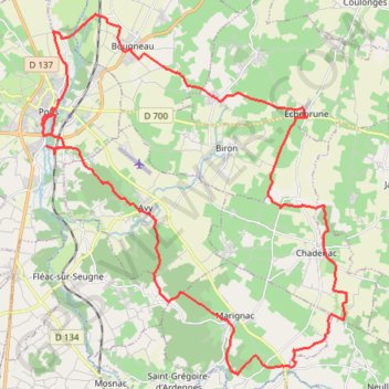 Echebrune 44 kms GPS track, route, trail