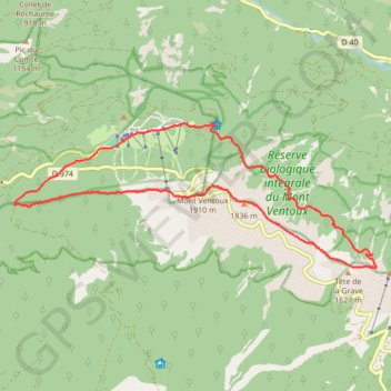 Le mont ventoux GPS track, route, trail