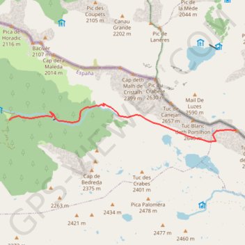 Pic de Serre Haute depuis la vallée de Canejan GPS track, route, trail