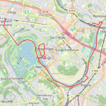 Bords d'Oise de la ville d'art et d'histoire à l'axe majeur - Cergy-Pontoise GPS track, route, trail