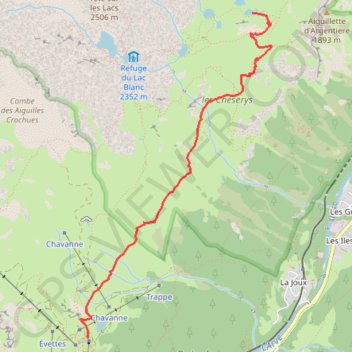 Lac des chéserys par la flégère GPS track, route, trail