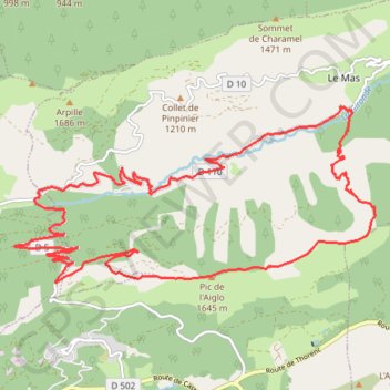 Pic de l'Aiglo (Thorenc) : par les crêtes et le vallon Fontainier GPS track, route, trail