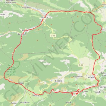 Boucle route Bélesta GPS track, route, trail