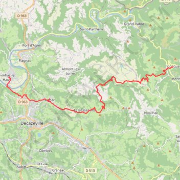 GR65 de Conques à Livinhac le Haut GPS track, route, trail