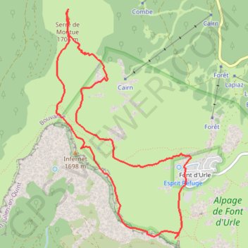 Col de l'Infernet (par les crêtes de Font d'Urle) GPS track, route, trail