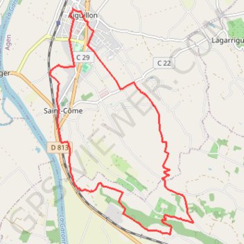 Aiguillon, bastide française au confluent du Lot et de la Garonne - Pays de la vallée du Lot GPS track, route, trail