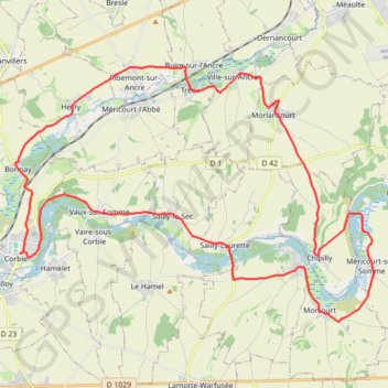 Les trois vallées - Corbié - Méricourt GPS track, route, trail