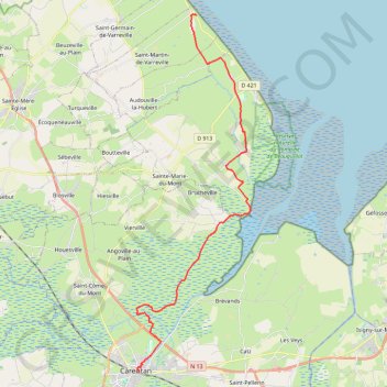 Voie 2ème DB : Carentan - Saint-Martin-de-Varreville GPS track, route, trail