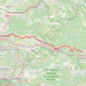 GR653A Randonnée de Le Val (Var) à Aix-en-Provence (Bouches-du-Rhône) GPS track, route, trail