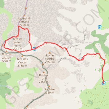 La tête de Vallompierra GPS track, route, trail