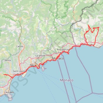 Villeneuve-Loubet - Perinaldo (Italie) GPS track, route, trail