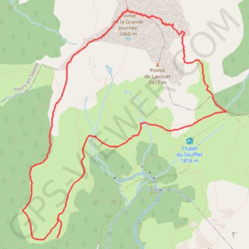 La Pointe de la Grande Journée depuis les Chalets de Bellachat GPS track, route, trail