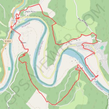 Saint-Gery Vallée du Lot GPS track, route, trail