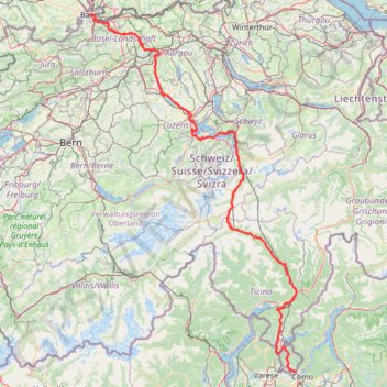 De Bâle à Chiasso GPS track, route, trail