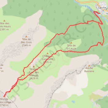 Tete plate longe GPS track, route, trail