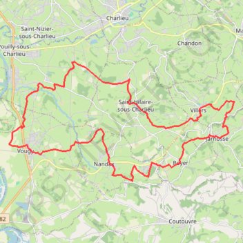 En Pays de Charlieu : Vougy, Saint-Hilaire-sous-Charlieu, Villers, Jarnosse, Boyer et Nandax GPS track, route, trail