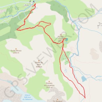 Au pied du glacier des Evettes GPS track, route, trail
