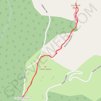 Le pic d'Iramendi depuis le col d'Ire GPS track, route, trail