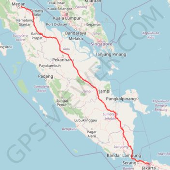 Kualanamu International Airport to Jakarta, Indonesia GPS track, route, trail
