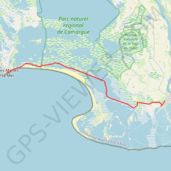 De Saintes Maries de la mer aux Salins de Giraud GPS track, route, trail