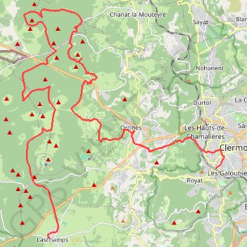 V2 - Chamalières (parking du Viaduc) - Laschamps (Espace Volcan) GPS track, route, trail