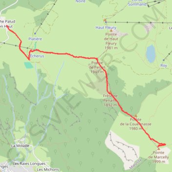 Pic de Marcelly depuis Roche-Pallud GPS track, route, trail