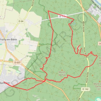 Fontainebleau rocher Canon boucle Barbizon GPS track, route, trail