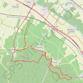 Sillery - Mailly - Verzy GPS track, route, trail