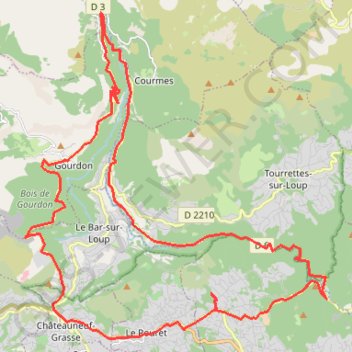 Roquefort-les-Pins - La Colle - Bramafan - Gourdon GPS track, route, trail