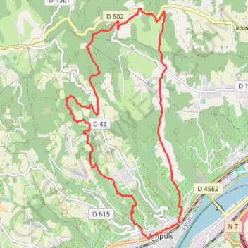 Ampuis-Tartara-Le Grisard-Rozier GPS track, route, trail