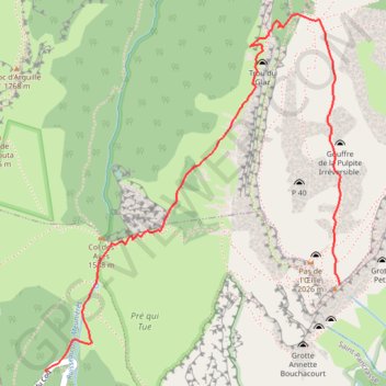 Dent de Crolles - descente par le Trou du Glaz jusqu'au parking des Ayes GPS track, route, trail