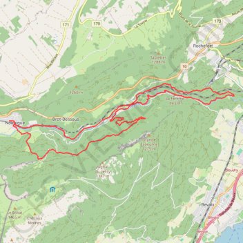 Les Gorges de l’Areuse GPS track, route, trail