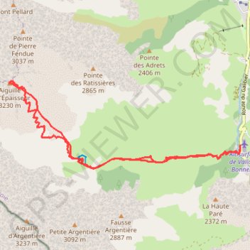 Epaisseur GPS track, route, trail