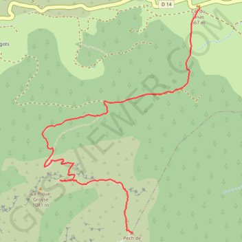 Pech de Bugarach par le col de Linas GPS track, route, trail