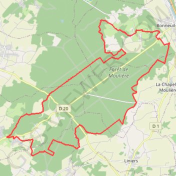 Bonneuil - Montamisé par la Moulière GPS track, route, trail