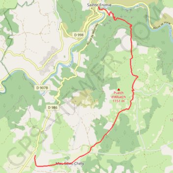 Cuassignac - Sainte-Enimie GPS track, route, trail