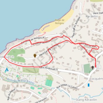 Petite boucle dans les rues de Locquémeau GPS track, route, trail