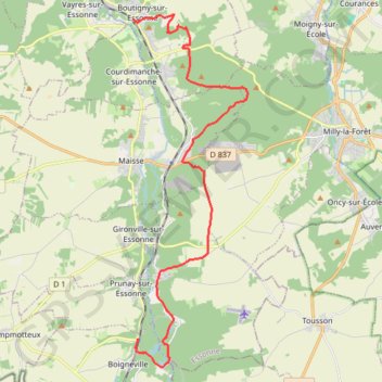 De Boutigny-sur-Essonne à Boigneville par le Bois de Malabri GPS track, route, trail