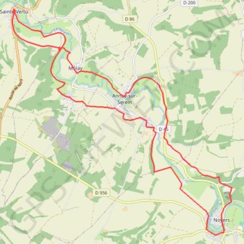 Rando dans la vallée du Serein avec visite de Noyers, village de caractère dans le département de l'Yonne GPS track, route, trail