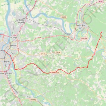 Bordeaux - Saint-Emilion par la piste Roger Lapébie GPS track, route, trail