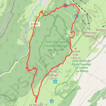 Crêt de la Neige et Reculet GPS track, route, trail