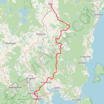Ross - Hobart GPS track, route, trail