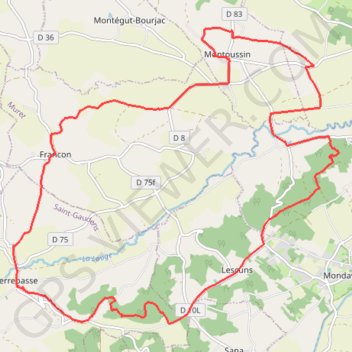 Coteaux de la Louge - Mondavezan GPS track, route, trail