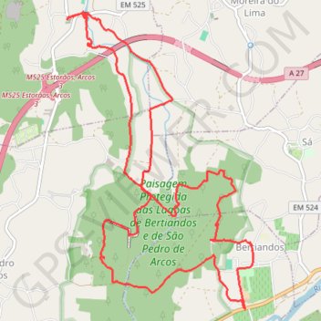 Boucle de 12km de Aldeia vers Lagoas de Bertiandos (4km de Ponte de Lima - Portugal) GPS track, route, trail