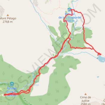 Lac de Trécolpas par le Refuge de Cougourde GPS track, route, trail