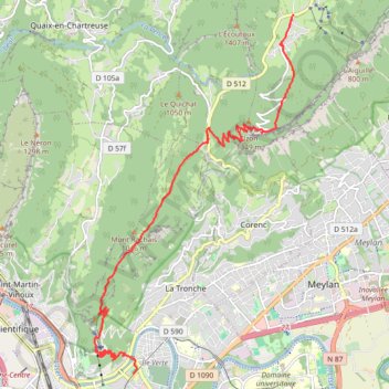 Grenoble - Bastille - Col de Vence - Saint Eynard - Sappey en Chartreuse GPS track, route, trail