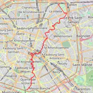Traversée de Paris (Nord-Sud) (2020) GPS track, route, trail
