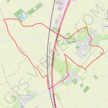 Wancourt - Heninel - Domaine des cascades GPS track, route, trail