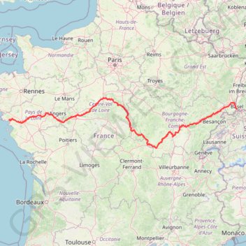 EuroVélo 6 de Bâle à l'Océan Atlantique GPS track, route, trail